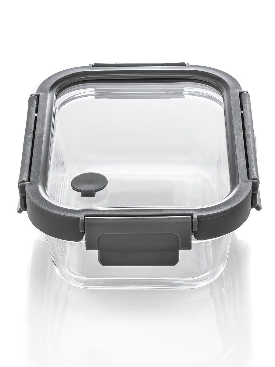 CONTENEDOR RECTANGULAR GLASS GREY 19 CM