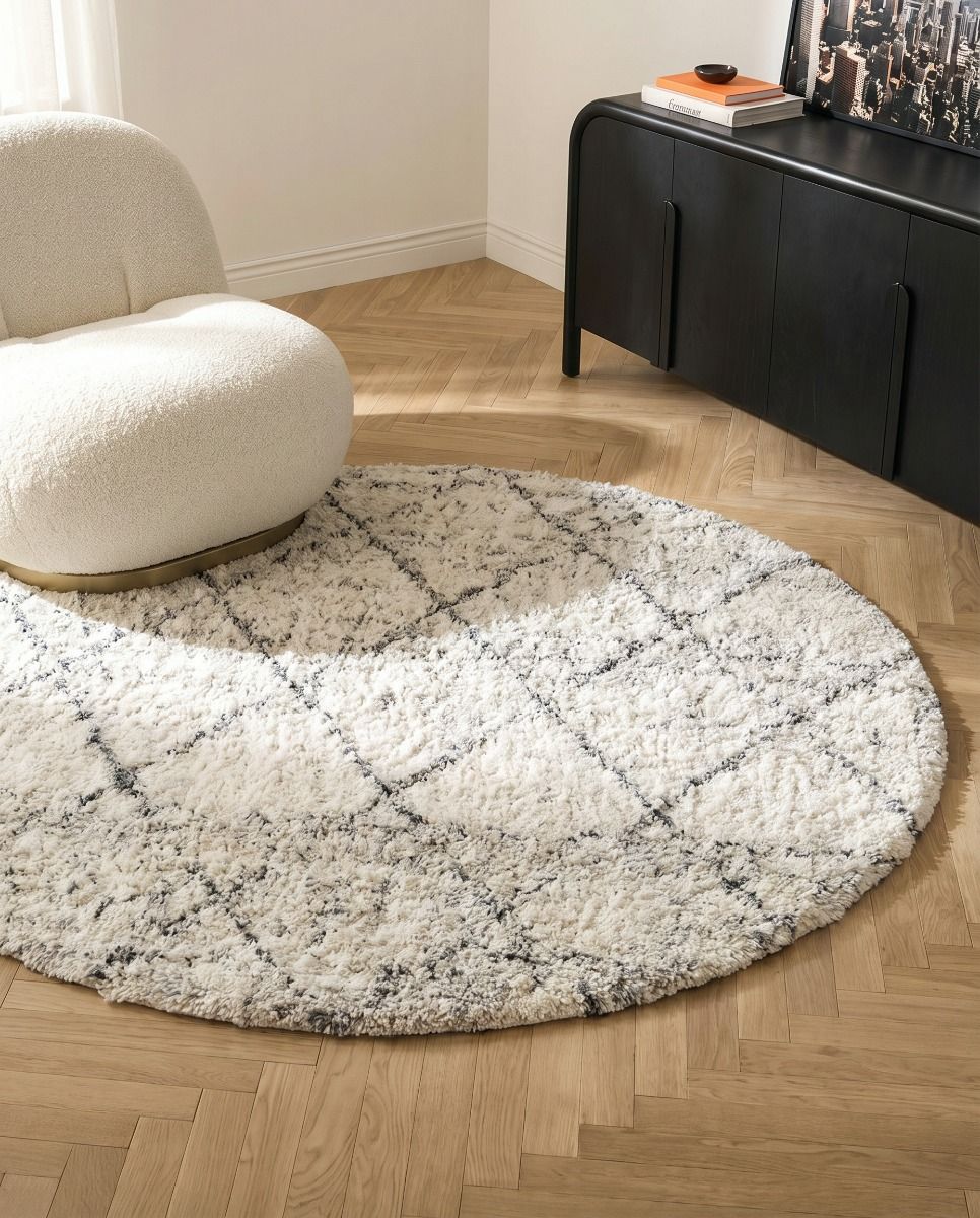 SHAGGY BRUMA MARROQUI ROUND GREY/IVORY 236D