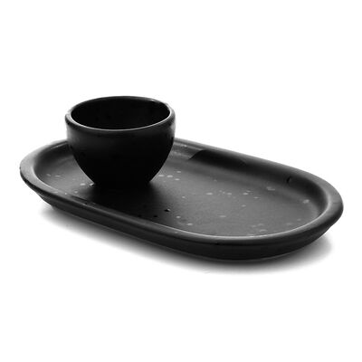 SET BANDEJA Y CUENCO VARSOVIA NEGRO MATE SALP BRILLANTE