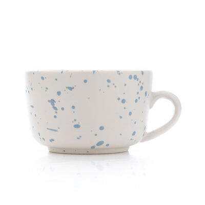 TAZA N3 CREMA SALPICADO CELESTE