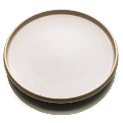 PLATO POSTRE TOZEUR GRIS CON BORDE NATURAL 20 CM