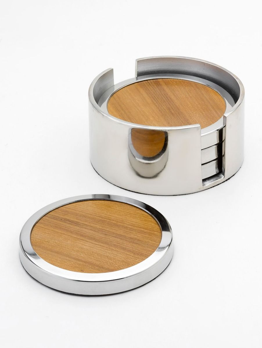 POSAVASOS TEAK CON CAJA SETX4