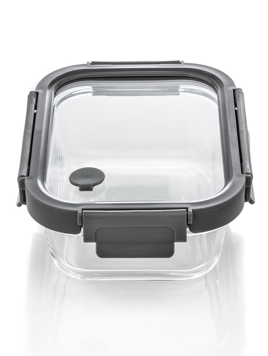 CONTENEDOR RECTANGULAR GLASS GREY 21 CM