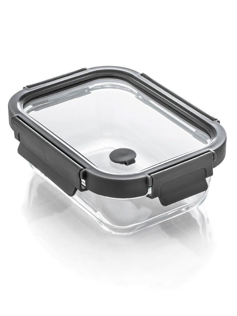 CONTENEDOR RECTANGULAR GLASS GREY 21 CM