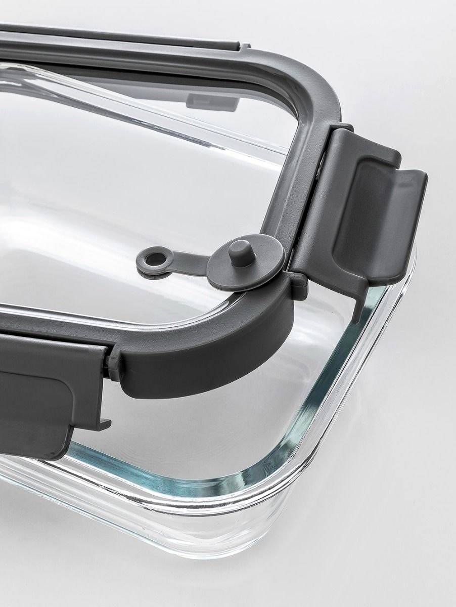 CONTENEDOR RECTANGULAR GLASS GREY 21 CM