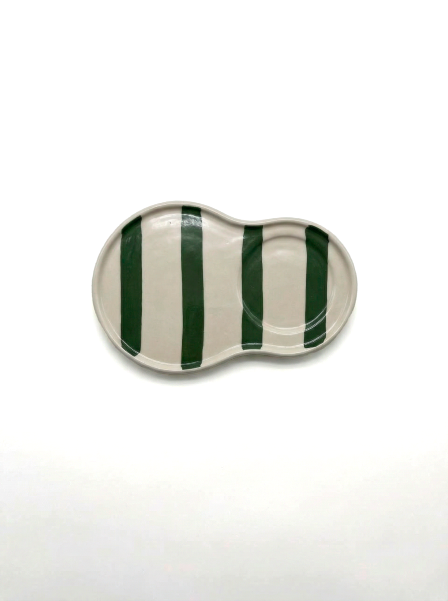 SET DE TAZA Y BANDEJA RIGATA VERDE