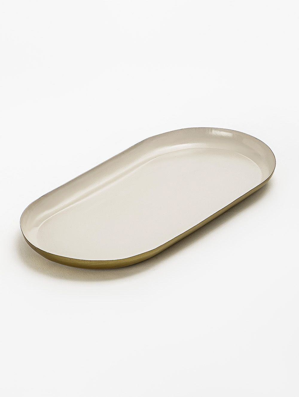 BANDEJA OVALADA INDORE BLANCO Y DORADO SMALL