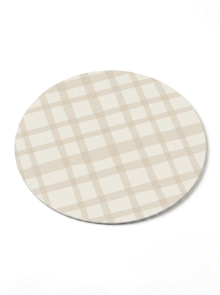INDIVIDUAL REDONDO CUADROS BEIGE