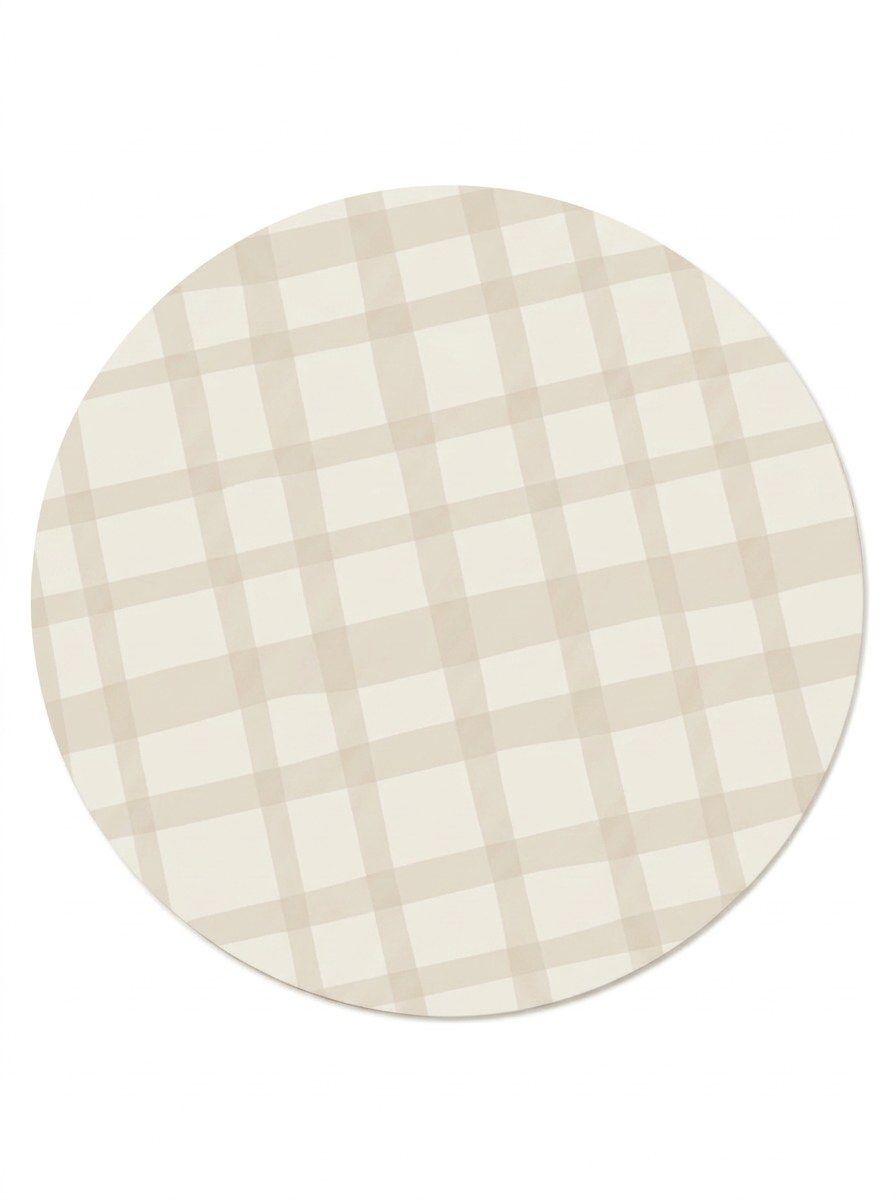 INDIVIDUAL REDONDO CUADROS BEIGE