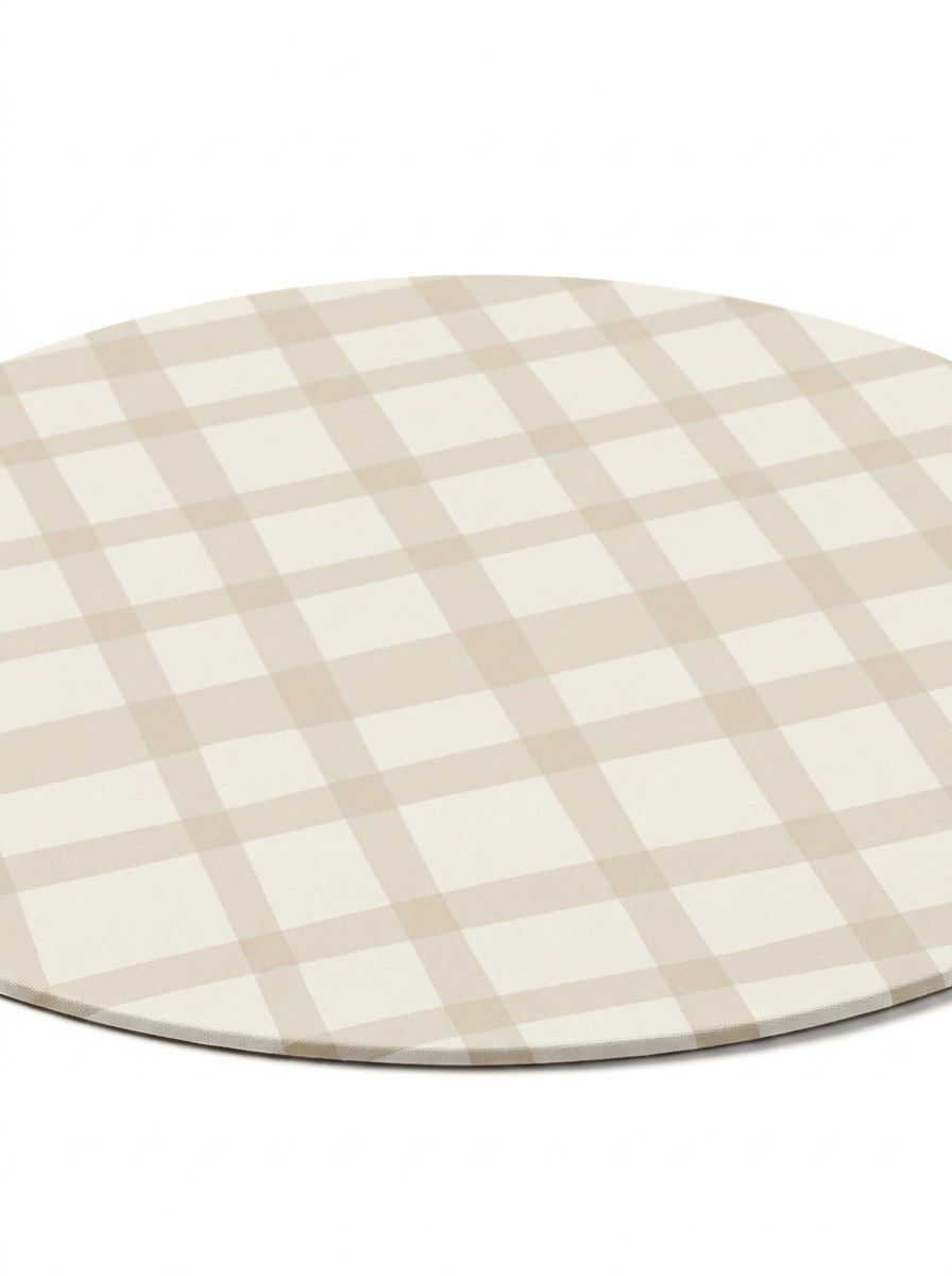 INDIVIDUAL REDONDO CUADROS BEIGE