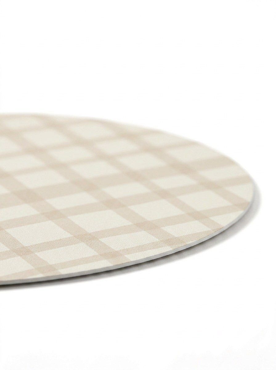 INDIVIDUAL REDONDO CUADROS BEIGE