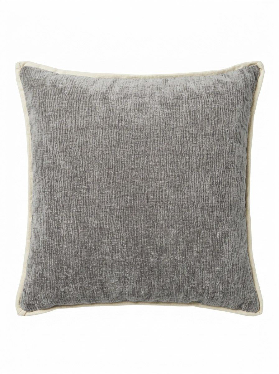 ALMOHADON PRAGA SAHARA GRIS CON PESTAÑA 45X45
