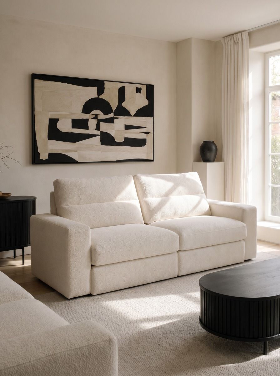 SOFA RECLINABLE MORA WHITE BOUCLE