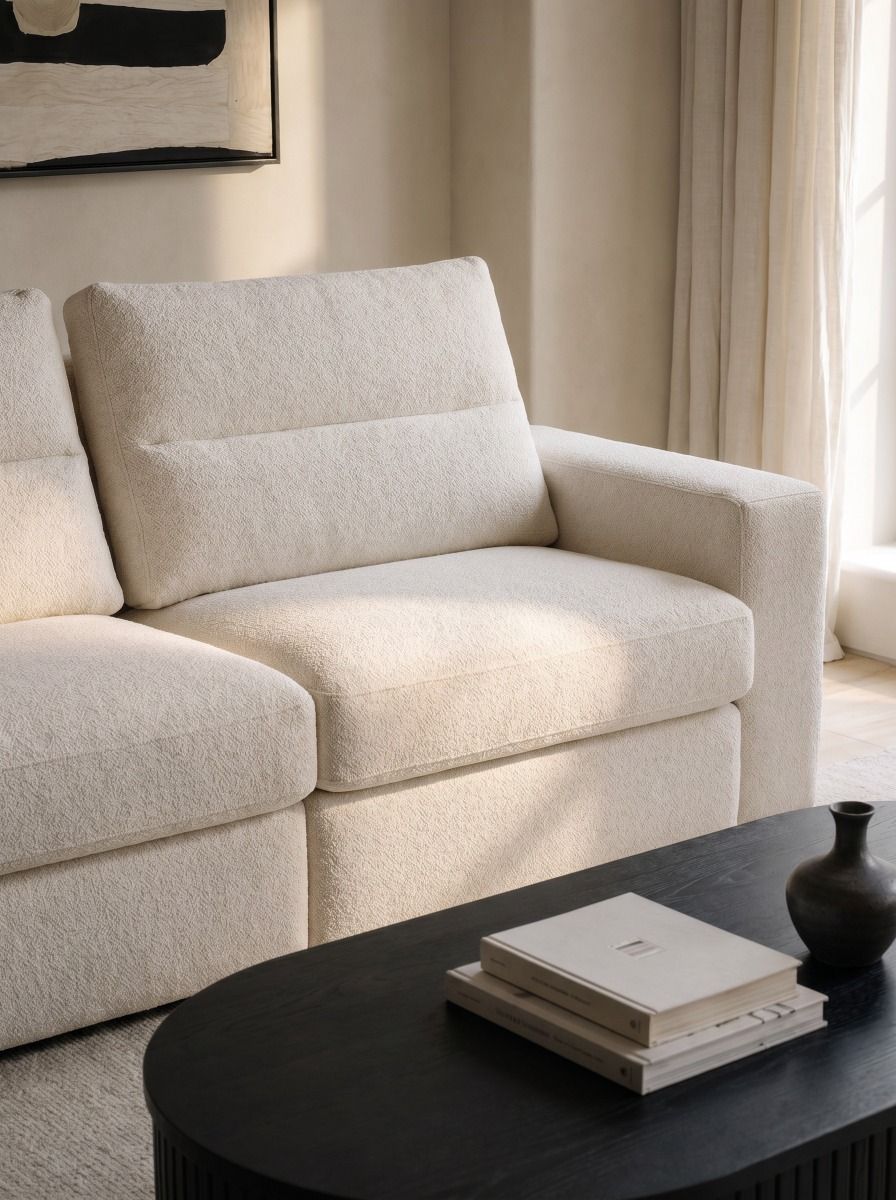 SOFA RECLINABLE MORA WHITE BOUCLE