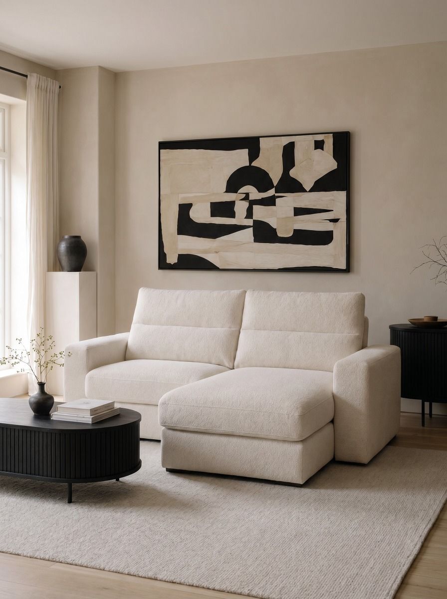 SOFA RECLINABLE MORA WHITE BOUCLE