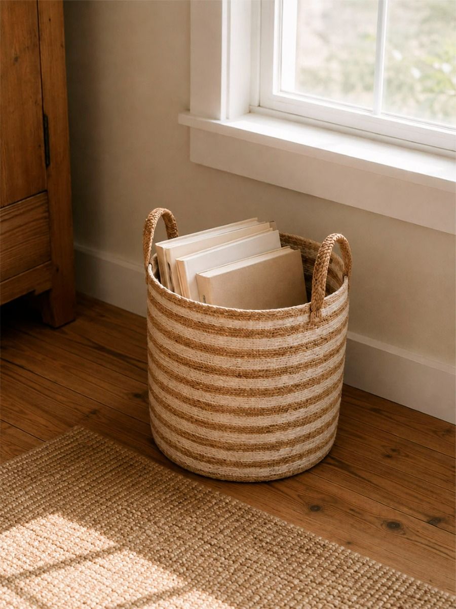 CANASTO JANNA NATURAL & WHITE L