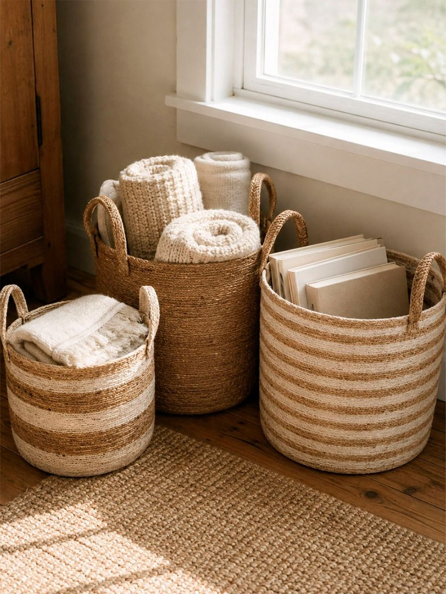 CANASTO JANNA NATURAL & WHITE L
