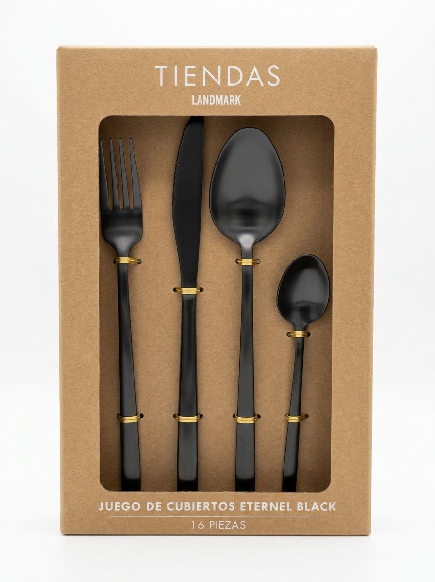 SET CUBIERTOS 16 PZS ETERNEL BLACK