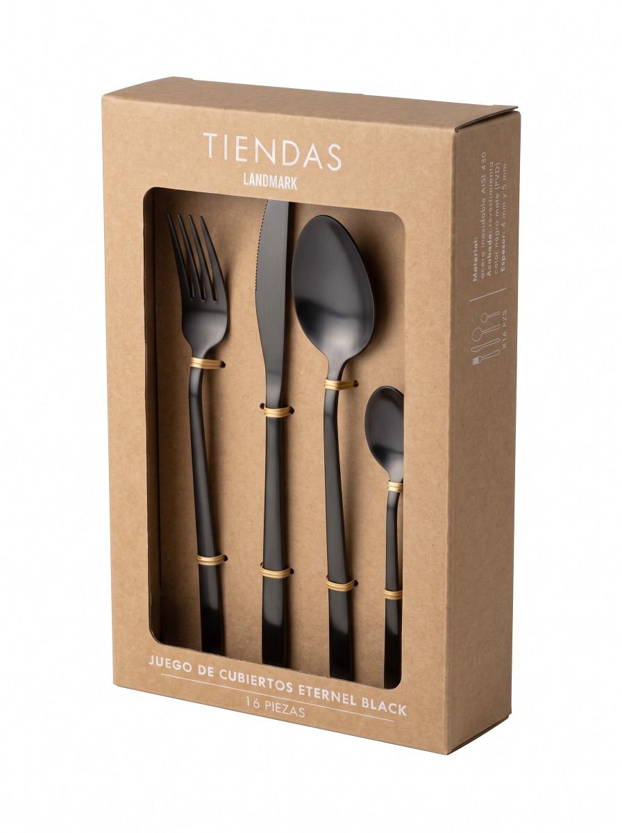 SET CUBIERTOS 16 PZS ETERNEL BLACK