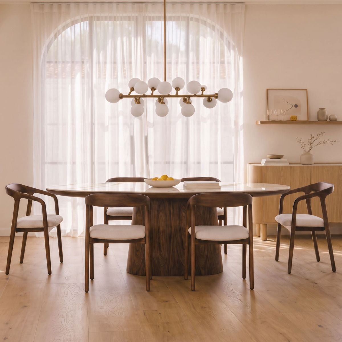 MESA DE COMEDOR HANS WHITE & WALNUT 200 X 90
