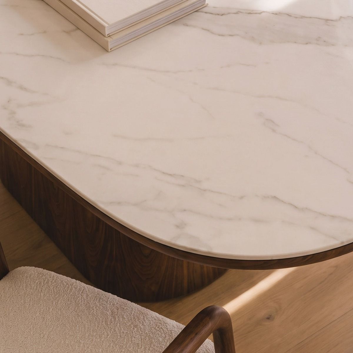 MESA DE COMEDOR HANS WHITE & WALNUT 200 X 90