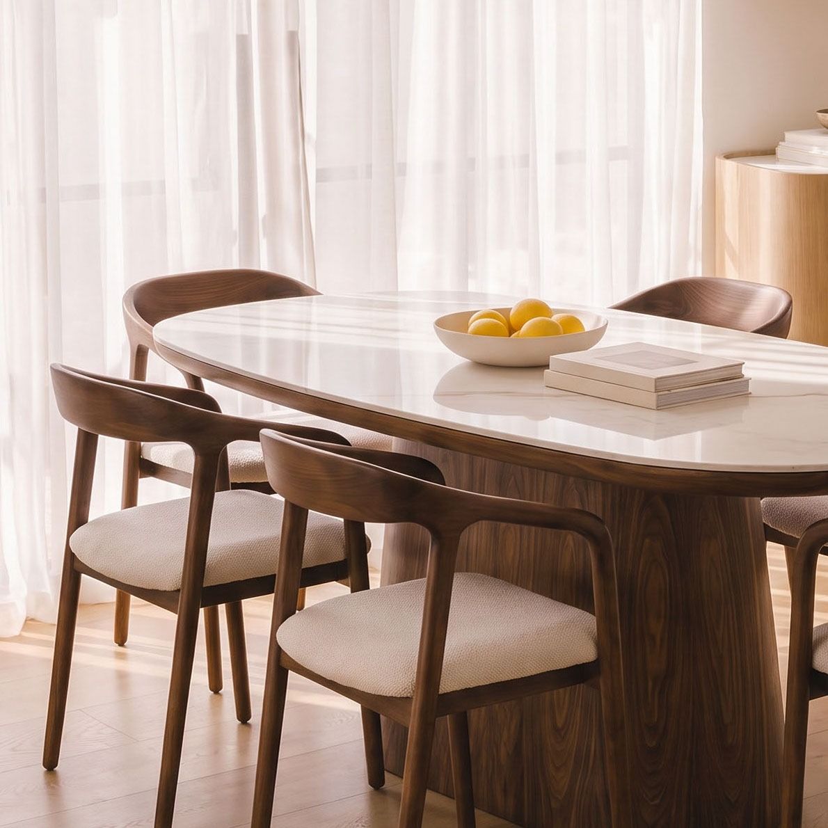 MESA DE COMEDOR HANS WHITE & WALNUT 200 X 90