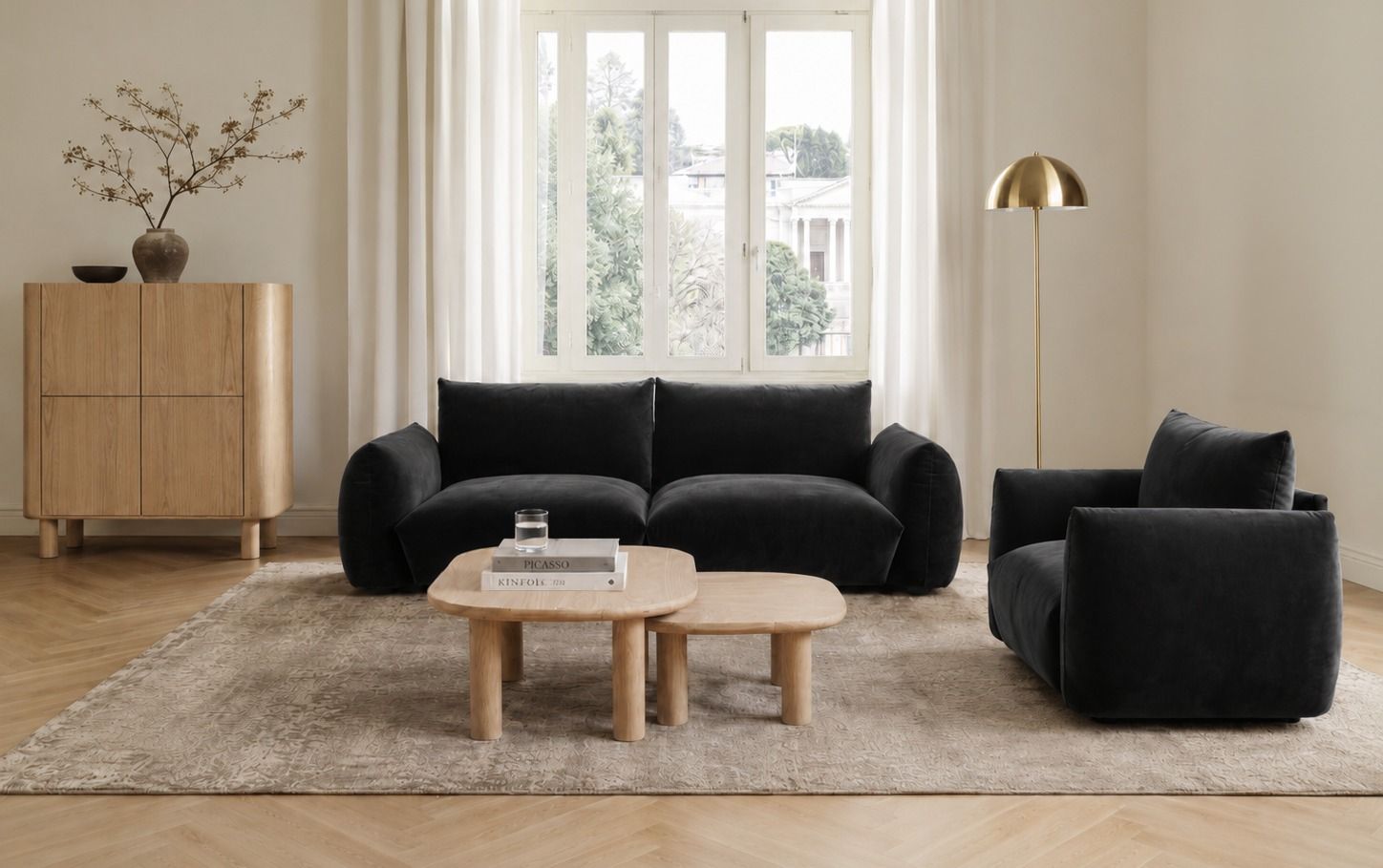 SOFA MILANO PRAGA CAT BLACK 215