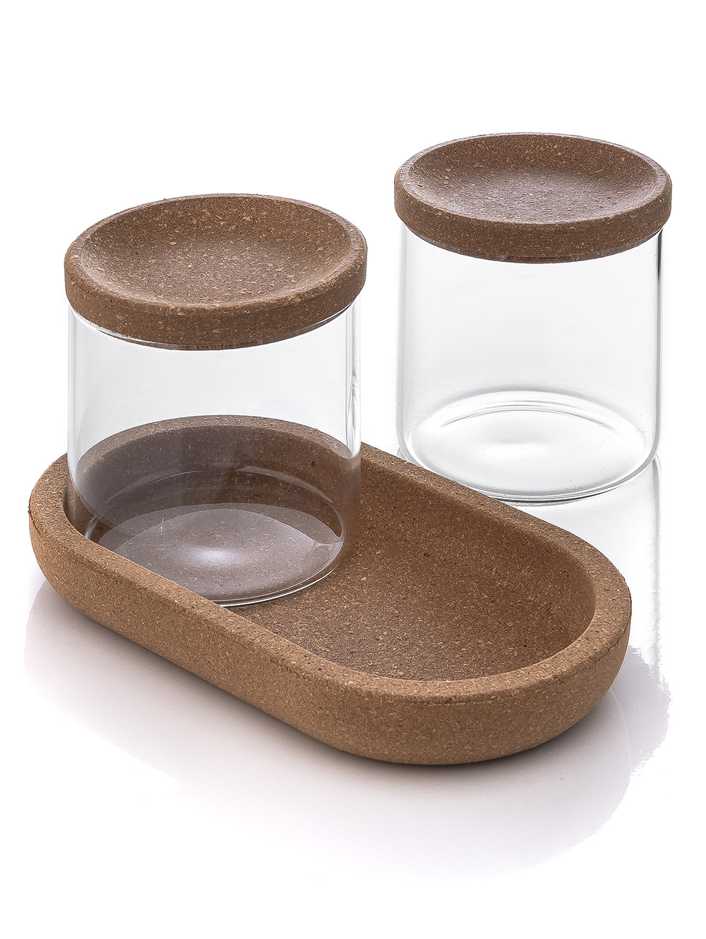 SET X 2 FRASCOS CON BANDEJA GLASS AND CORK S-IQUE-2.jpg image number null